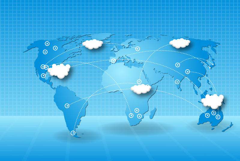 Gráfico de un mapa y nubes 