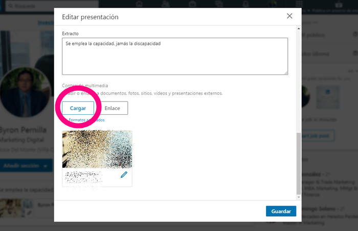 Captura de pantalla Linkedin